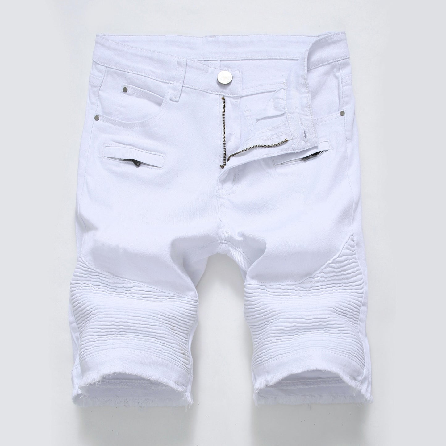2022 Summer New Men's Denim Shorts Street Clothing Trend Personality Slim Short Jeans White Red Black Male Brand Clothes