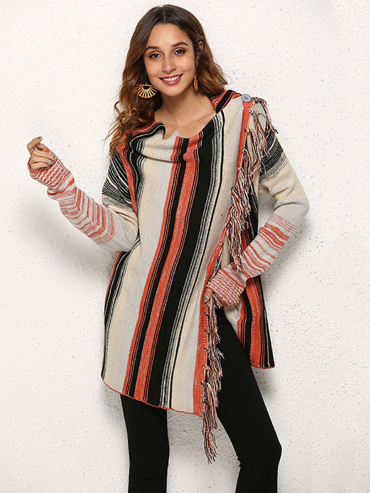 Fitshinling Irregular Fringe VintageSweaters Cardigans For Women Winter Fashion Jacket Female Long Cardigan Boho Knitwear Coats