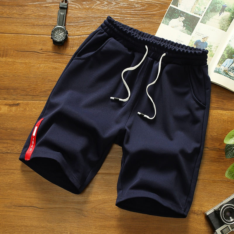 White Shorts Men Japanese Style Polyester Running Sport Shorts for Men Casual Summer Elastic Waist Solid Shorts Printed Clothing