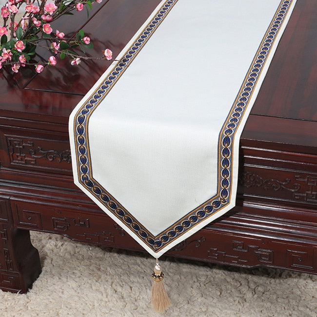 Proud Rose Simple Linen Table Flag Bed Runner Tassel Tablecloth Tea Table TV Cabinet Cover Cloth Custom Chinese Wedding Decor