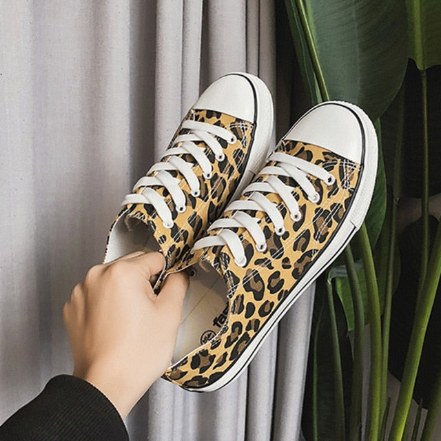 New Leopard Canvas Shoes Casual Trend Men's Shoes Wild Student Cloth Shoes