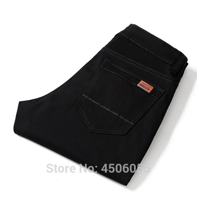 Pants Men Business Straight Cotton Trousers Stretch Man Elastic Slim Fit Casual Big Plus Size 42 44 46 Black Khaki Red Blue Pant