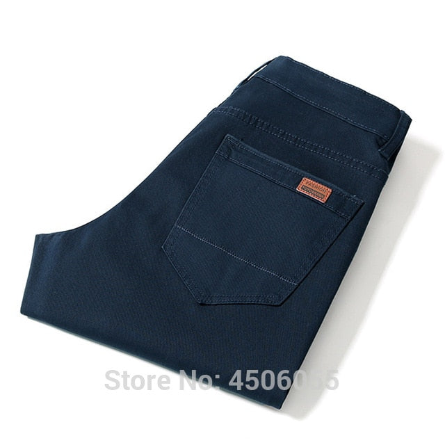 Pants Men Business Straight Cotton Trousers Stretch Man Elastic Slim Fit Casual Big Plus Size 42 44 46 Black Khaki Red Blue Pant