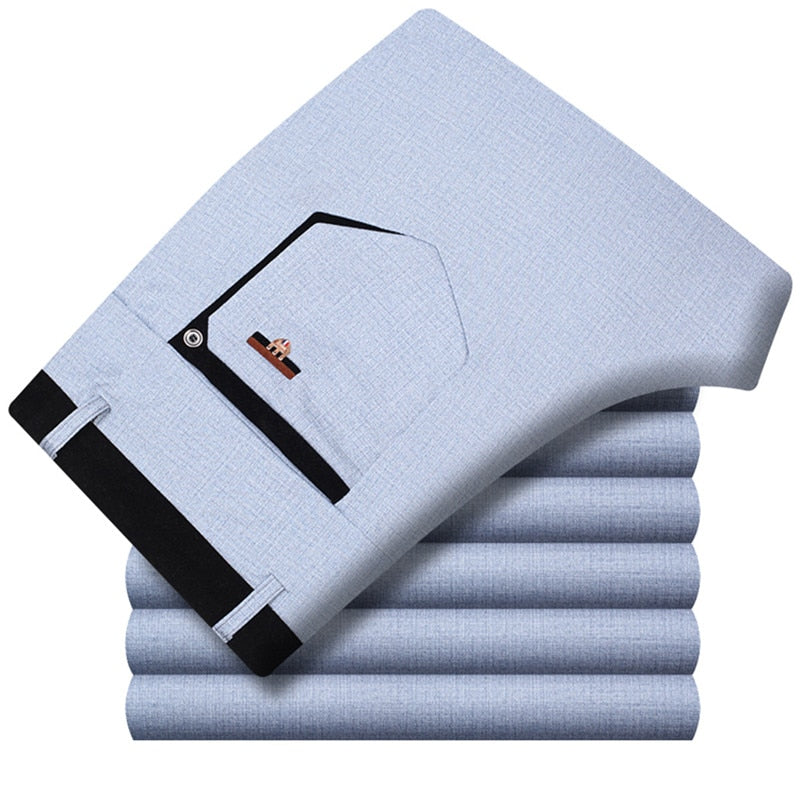 ICPANS Stretch Formal DressTrousers For Men Summer Straight Classic Men's Total Freedom Relaxed Classic Fit Flat Front Pant