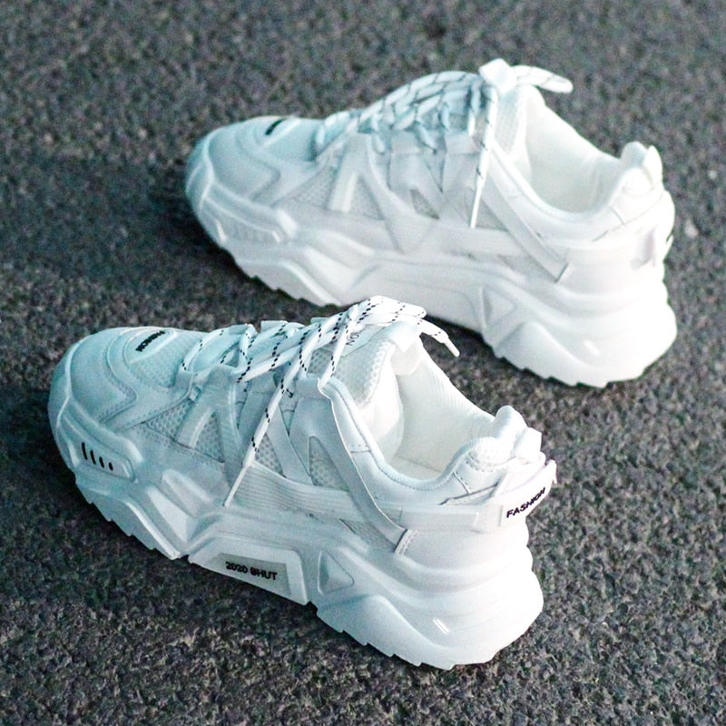 BLWBYL Sneakers Fashion Women Shoes Blue Orange Mesh Casual Shoes Woman Trainers Lace-Up Platform Sneakers Women Vulcanize Shoes