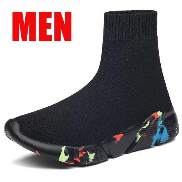 High Top Sneakers Men's Vulcanize Shoes Breathable Men Shoes Slip on Sock Sneaker Casual Vulcanized Sneakers Tenis Masculino