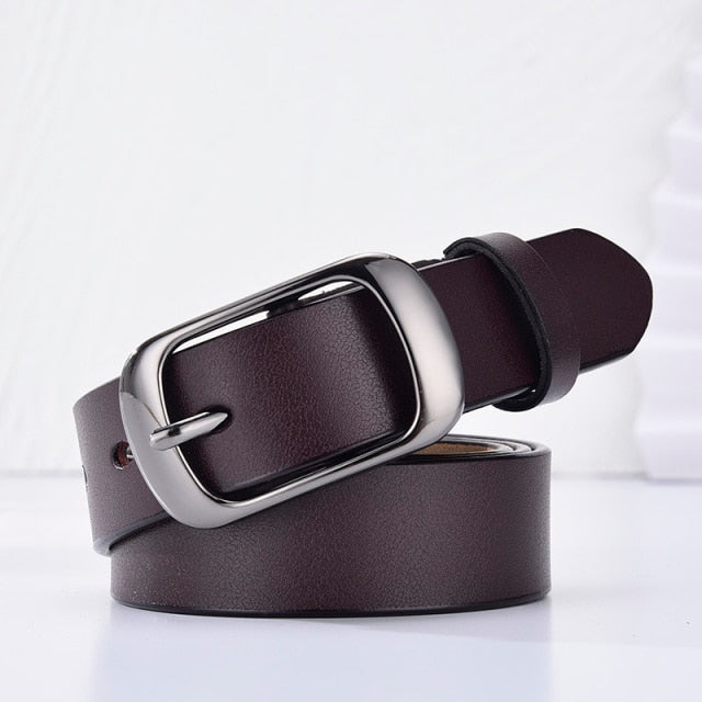 [LFMB]Women's genuine leather fashion retro belt high quality luxury brand ladies metal double buckle new belt with jeans
