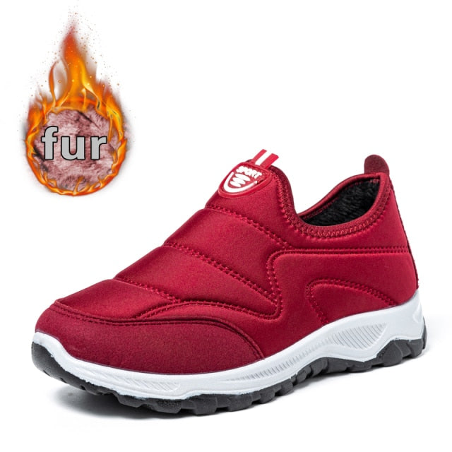 Snow Boots Women Shoes Warm Plush Fur Ankle Boots Winter Female Slip On Flat Casual Shoes Waterproof Women Sneakers