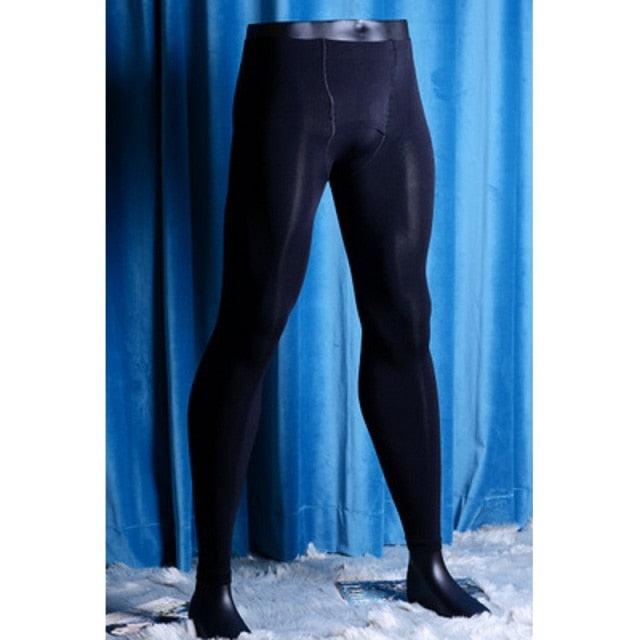 Men Sexy Transverse Open Leggings Close-Fitting AAnkle-Lenght Pans Stretch Lift Hips Velvet Knitting Trousers Wrap Pencil Pants