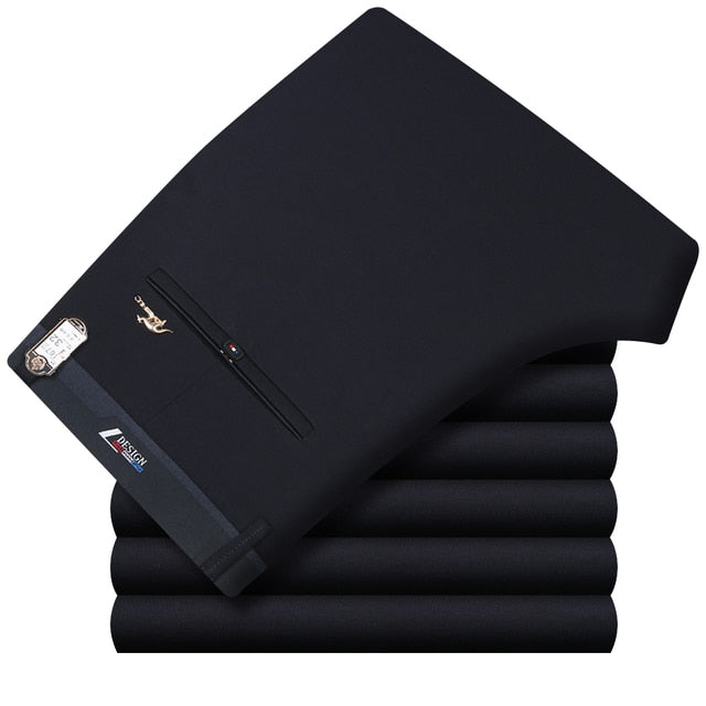 ICPANS Stretch Formal DressTrousers For Men Summer Straight Classic Men's Total Freedom Relaxed Classic Fit Flat Front Pant