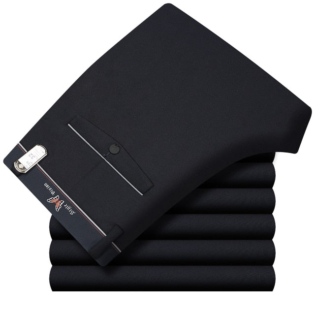 ICPANS Stretch Formal DressTrousers For Men Summer Straight Classic Men's Total Freedom Relaxed Classic Fit Flat Front Pant