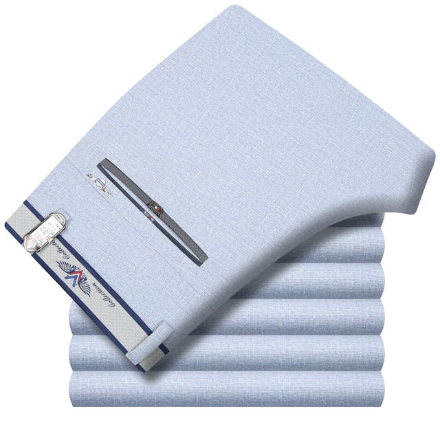 ICPANS Stretch Formal DressTrousers For Men Summer Straight Classic Men's Total Freedom Relaxed Classic Fit Flat Front Pant