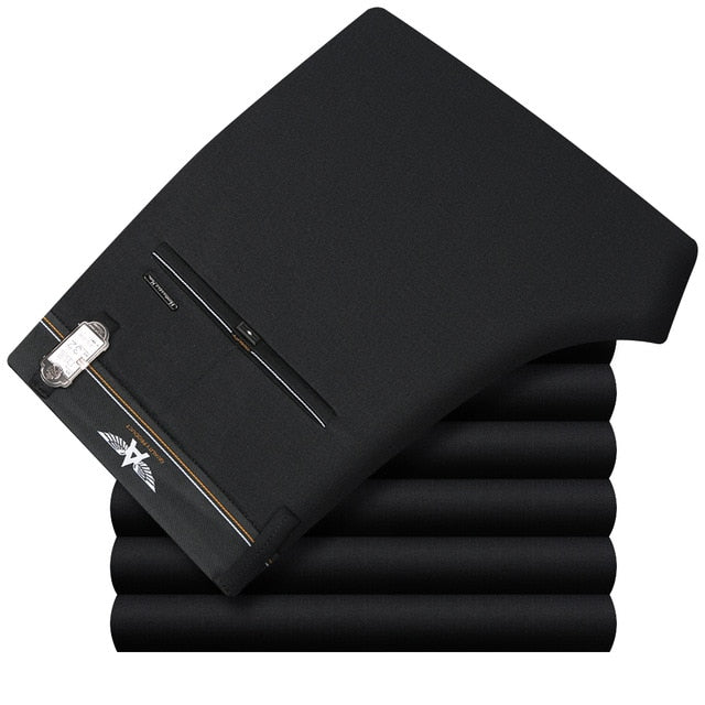 ICPANS Stretch Formal DressTrousers For Men Summer Straight Classic Men's Total Freedom Relaxed Classic Fit Flat Front Pant