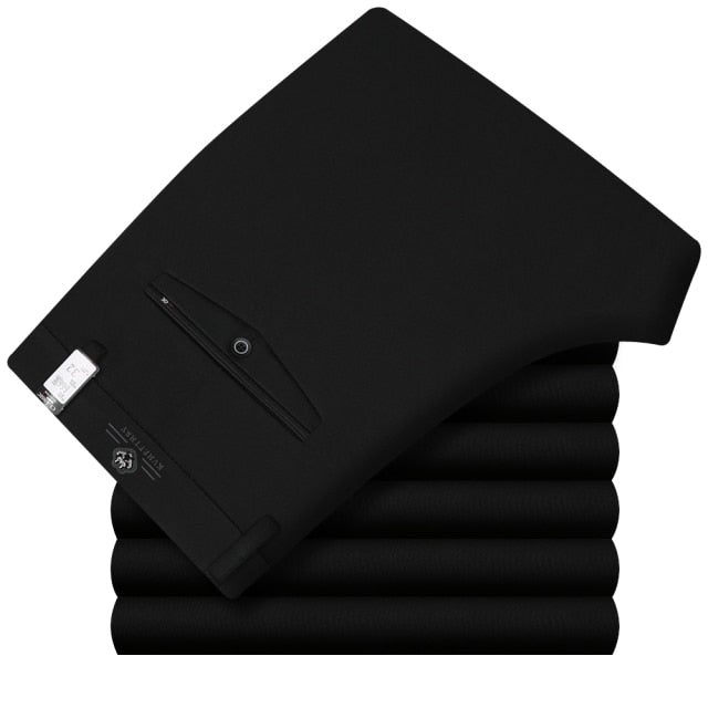 ICPANS Stretch Formal DressTrousers For Men Summer Straight Classic Men's Total Freedom Relaxed Classic Fit Flat Front Pant