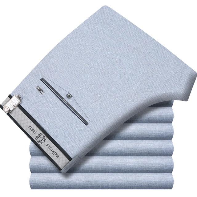 ICPANS Stretch Formal DressTrousers For Men Summer Straight Classic Men's Total Freedom Relaxed Classic Fit Flat Front Pant