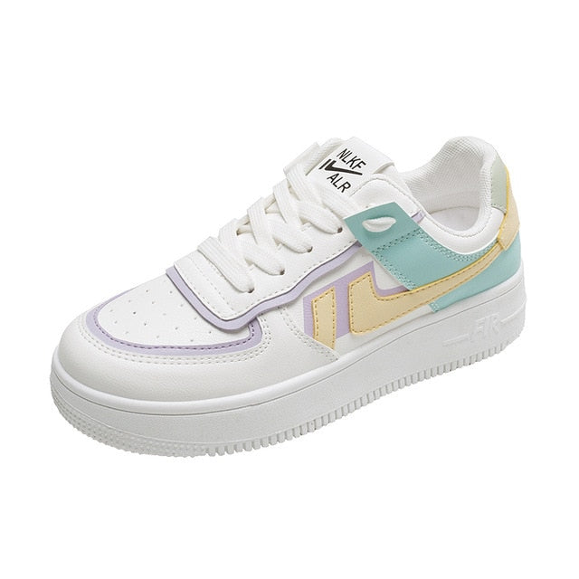 Women High Top White Sneakers Womens Platform Chunky Vulcanized Shoes Tenis Female 2021 Lace Up Candy colors Casual Sport Shoe