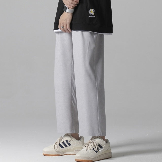 Single Road Mens Wide Leg Pants Summer Light Weight Joggers Trousers Japanese Streetwear Cold Feeling Comfortable Home Pants Men