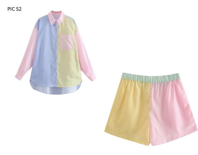 Zevity 2021 Women Fashion Contrast Color Striped Print Smock Blouse Office Ladies Breasted Casual Shirts Chic Blusas Tops LS9314