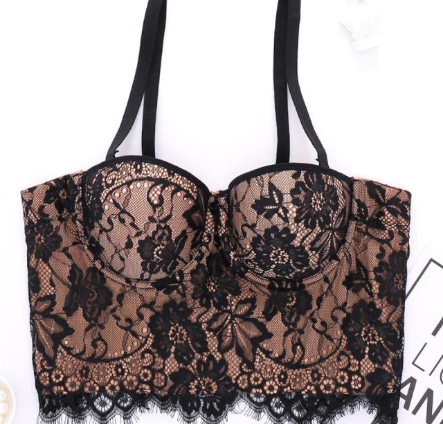 S M L XL 2XL 3XL Fashion Mesh Push Up Bralet Women's Corset Bustier Bra Night Club Party Sexy Cropped Top Vest Plus Size AW514