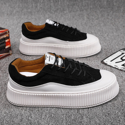 2021 Summer Casual Shoes for Men Suede Running Thick Bottom sneakers Student Fashion Comfortable Black Platform Shoes Men