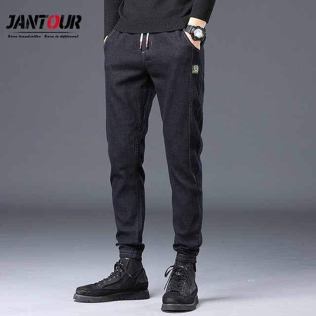 Spring Autumn Men's Jeans Cotton Denim Hip Hop Slack Bottom Joggers Streetwear Skinny Blue Pants Hombre Harem Trousers Men M-5XL