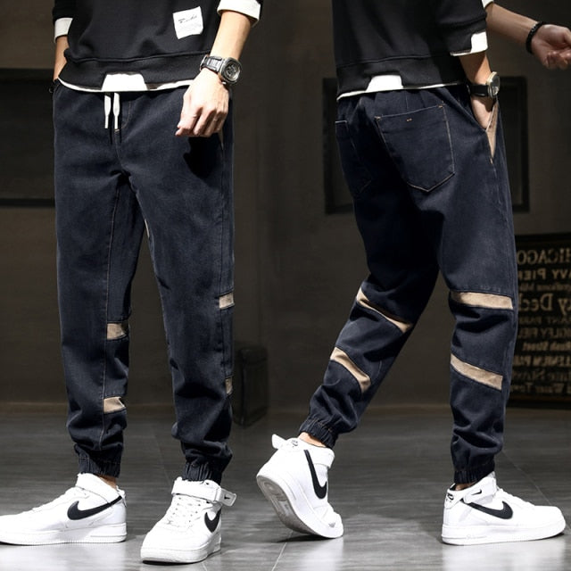 Spring Autumn Men's Jeans Cotton Denim Hip Hop Slack Bottom Joggers Streetwear Skinny Blue Pants Hombre Harem Trousers Men M-5XL