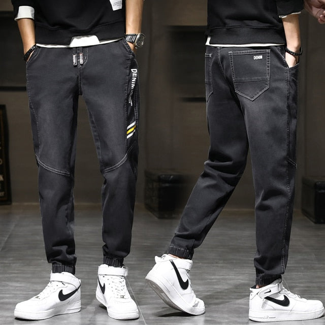 Spring Autumn Men's Jeans Cotton Denim Hip Hop Slack Bottom Joggers Streetwear Skinny Blue Pants Hombre Harem Trousers Men M-5XL