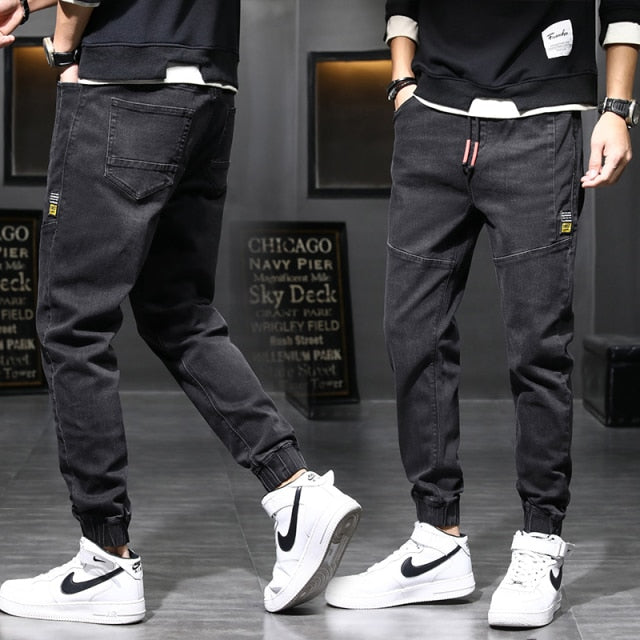 Spring Autumn Men's Jeans Cotton Denim Hip Hop Slack Bottom Joggers Streetwear Skinny Blue Pants Hombre Harem Trousers Men M-5XL