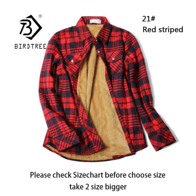 Velvet Thick Warm Women&#39;s Plaid Shirt Female Long Sleeve Tops M-5XL Winter Fleece Casual Check Blouse Autumn Clothes T77710A