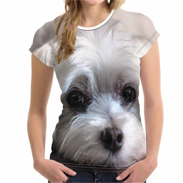 Fashion Lovely Dog 3D Print Women Ladies Girls T-Shirt Animal Harajuku Round Neck Short Sleeve Unisex Summer Tops & Tees XXS-6XL
