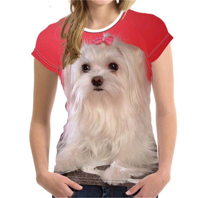 Fashion Lovely Dog 3D Print Women Ladies Girls T-Shirt Animal Harajuku Round Neck Short Sleeve Unisex Summer Tops & Tees XXS-6XL