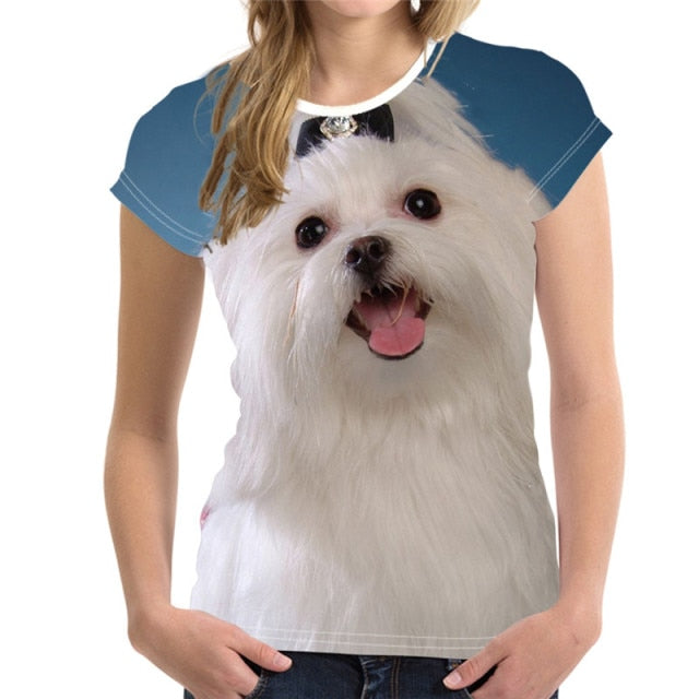 Fashion Lovely Dog 3D Print Women Ladies Girls T-Shirt Animal Harajuku Round Neck Short Sleeve Unisex Summer Tops & Tees XXS-6XL