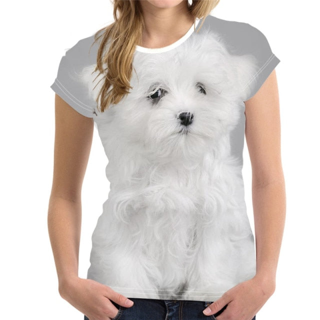 Fashion Lovely Dog 3D Print Women Ladies Girls T-Shirt Animal Harajuku Round Neck Short Sleeve Unisex Summer Tops & Tees XXS-6XL