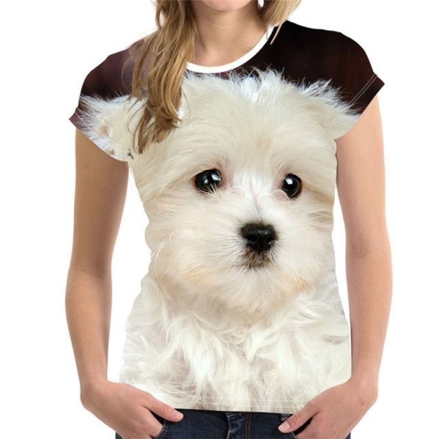 Fashion Lovely Dog 3D Print Women Ladies Girls T-Shirt Animal Harajuku Round Neck Short Sleeve Unisex Summer Tops & Tees XXS-6XL