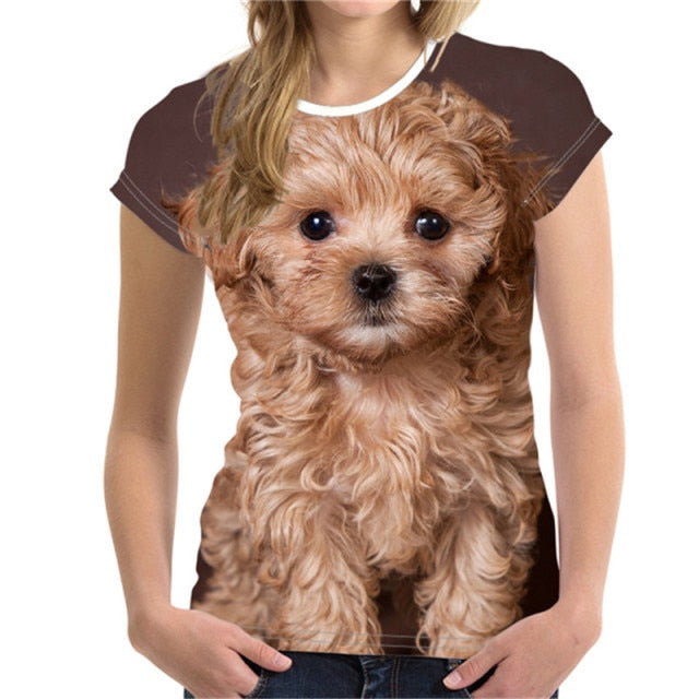 Fashion Lovely Dog 3D Print Women Ladies Girls T-Shirt Animal Harajuku Round Neck Short Sleeve Unisex Summer Tops & Tees XXS-6XL