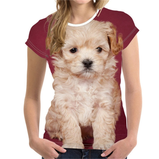 Fashion Lovely Dog 3D Print Women Ladies Girls T-Shirt Animal Harajuku Round Neck Short Sleeve Unisex Summer Tops & Tees XXS-6XL