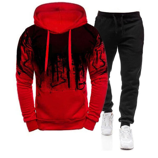 2021 New Men's Sportswear Suit Autumn Winter Men's Hoodies Sweater and Sweatpants Sets Outfits Fashion Printed Tracksuit  Male
