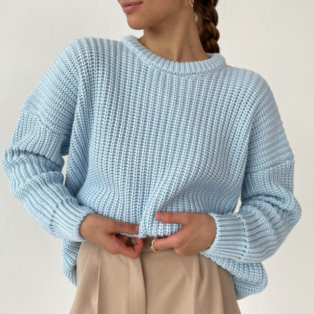Women's Knitted Thicken Pullovers Sweater Autumn Winter Oversize Long Sleeve Casual Loose Sweaters Female Solid 2021 Ladies Top
