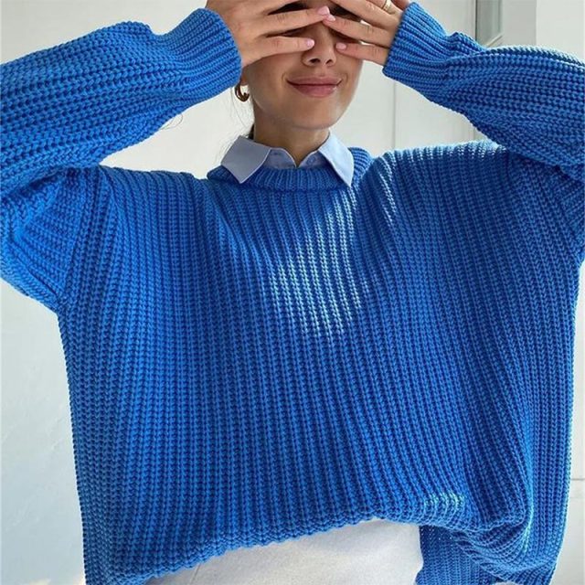 Women's Knitted Thicken Pullovers Sweater Autumn Winter Oversize Long Sleeve Casual Loose Sweaters Female Solid 2021 Ladies Top