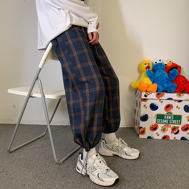 Privathinker Men's Plaid Casual Harem Pants Korean Man 2021 Loose Ankle-Length Trousers Harajuku Streetwear New Male Clothing