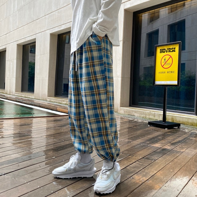 Privathinker Men's Plaid Casual Harem Pants Korean Man 2021 Loose Ankle-Length Trousers Harajuku Streetwear New Male Clothing