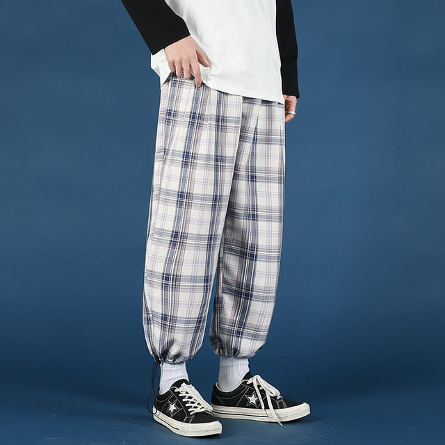 Privathinker Men's Plaid Casual Harem Pants Korean Man 2021 Loose Ankle-Length Trousers Harajuku Streetwear New Male Clothing