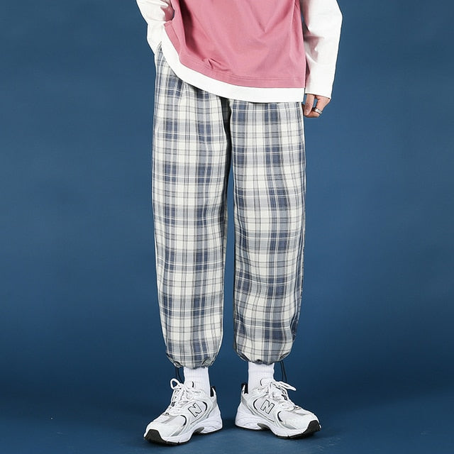 Privathinker Men's Plaid Casual Harem Pants Korean Man 2021 Loose Ankle-Length Trousers Harajuku Streetwear New Male Clothing