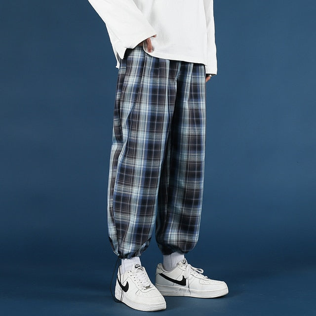 Privathinker Men's Plaid Casual Harem Pants Korean Man 2021 Loose Ankle-Length Trousers Harajuku Streetwear New Male Clothing