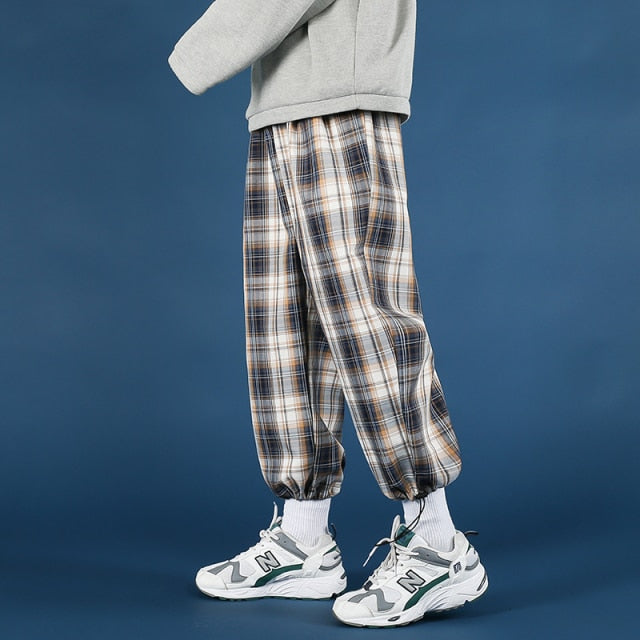Privathinker Men's Plaid Casual Harem Pants Korean Man 2021 Loose Ankle-Length Trousers Harajuku Streetwear New Male Clothing