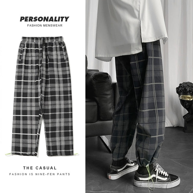 Privathinker Men's Plaid Casual Harem Pants Korean Man 2021 Loose Ankle-Length Trousers Harajuku Streetwear New Male Clothing