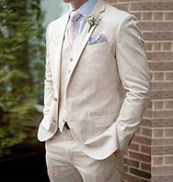 2021 Men Suit Linen Beige For Beach Wedding Casual Man Blazer Custom Groom Tuxedo Jacket Pants Set Mens Suits 3 Pieces