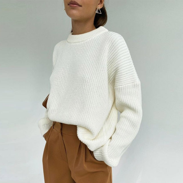 Women's Knitted Thicken Pullovers Sweater Autumn Winter Oversize Long Sleeve Casual Loose Sweaters Female Solid 2021 Ladies Top
