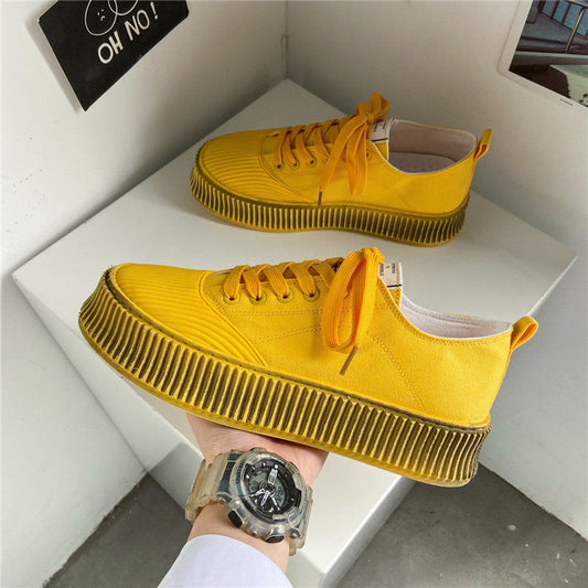 Autumn Yellow Retro Men's Vulcanized Shoes Platform Sneakers Mens Designer Shoes Male Canvas Casual Sneakers zapatillas hombre