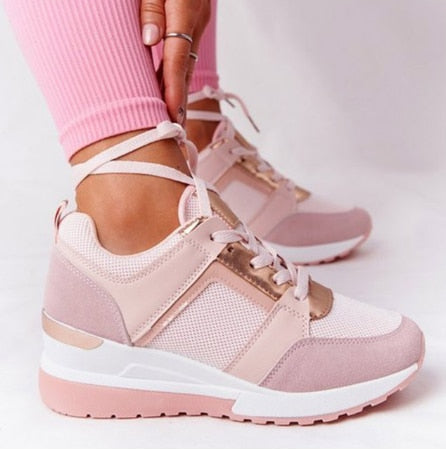 Brand Design 2021 New Women Casual Shoes Height Increasing Sport Wedge Shoes Air Cushion Comfortable Sneakers Zapatos De Mujer